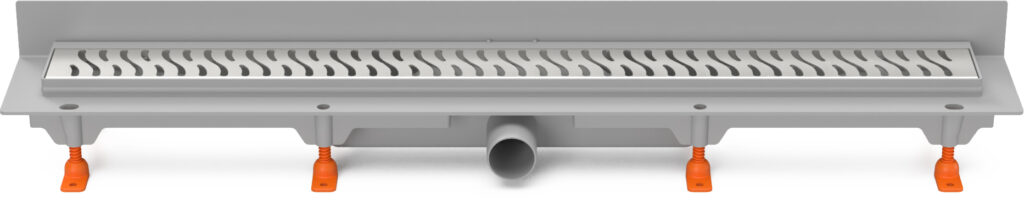 Linear. floor drain to wall side outlet, D40, 950 mm, Harmony grid gloss