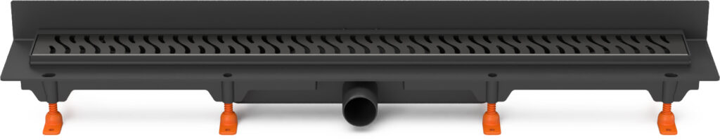 Linear. floor drain to wall black side outlet, D40, 850 mm, Harmony grid black