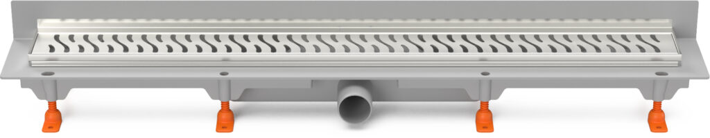 Linear. floor drain with  SS frame to wall side outlet D40, 950 mm, Harmony grid matt