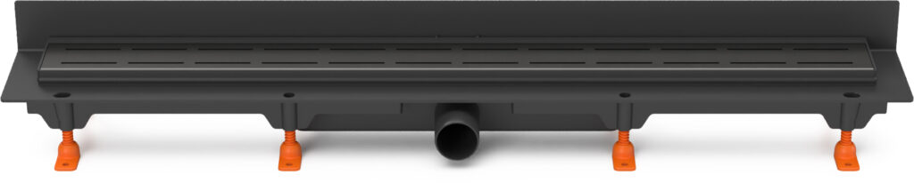 Linear. floor drain to wall black side outlet, D40, 850 mm, Line grid black