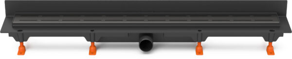 Linear. floor drain to wall black side outlet, D40, 850 mm, Line grid black