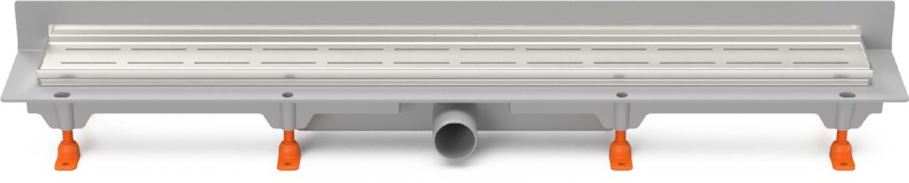 Linear. floor drain with  SS frame to wall side outlet D40, 950 mm, Line grid gloss