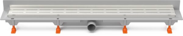 Linear. floor drain with  SS frame to wall side outlet D40, 950 mm, Line grid gloss