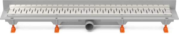 Linear. floor drain with  SS frame to wall side outlet D40, 950 mm, Medium grid matt