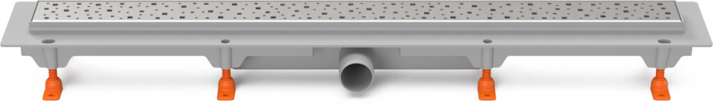 Linear. floor drain side outlet, D40, 950 mm, Square grid gloss