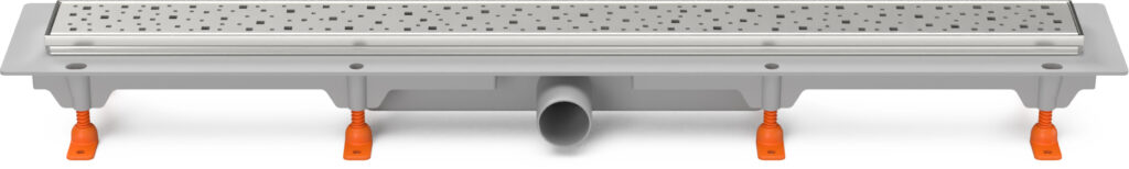 Linear. floor drain with stainless steel frame side outlet, D40, 950 mm, Square grid gloss