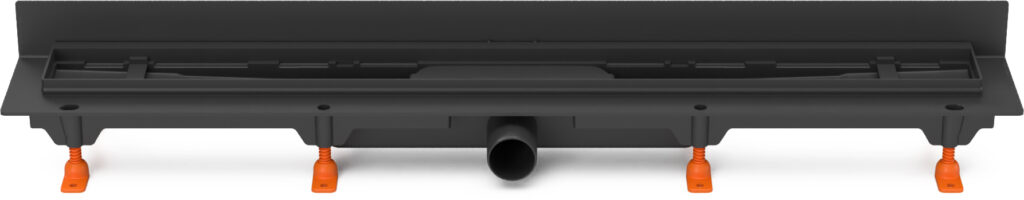 Linear. floor drain to wall without black grid, side outlet D40, 950 mm