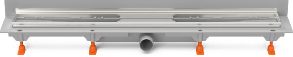 Linear. floor drain to wall with SS frame without grid, side outlet D40, 950 mm