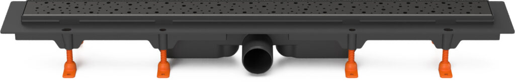 Linear. floor drain black, side outlet D50, 950 mm, Drops grid black