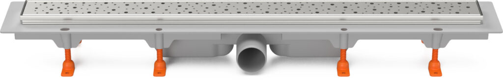Linear. floor drain with stainless steel frame, side outlet D50, 950 mm, Drops grid gloss