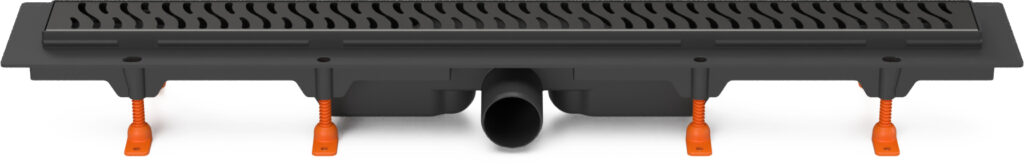 Linear. floor drain black, side outlet D50, 950 mm, Harmony grid black