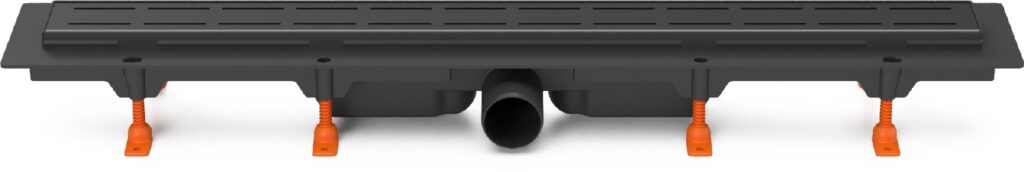 Linear. floor drain black, side outlet D50, 950 mm, Line grid black