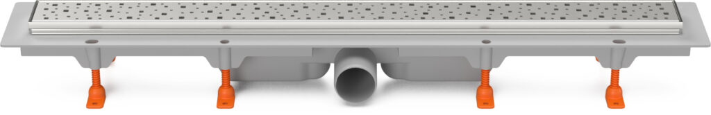 Linear. floor drain with stainless steel frame, side outlet D50, 950 mm, Square grid gloss