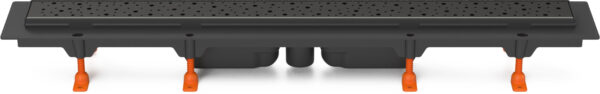 Linear floor drain black, bottom outlet D40, 950 mm, Drops grid black