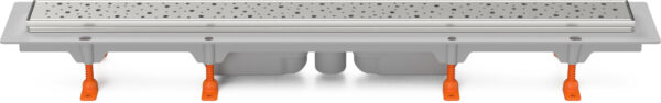 Linear. floor drain with stainless steel frame, 950 mm, bottom outlet, D 40, Drops grid gloss