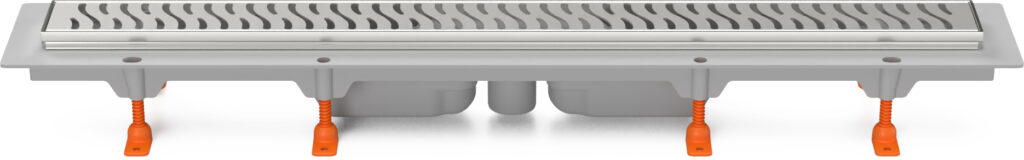 Linear. floor drain with stainless steel frame, 950 mm, bottom outlet, D 40, Harmony grid matt