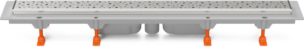Linear. floor drain with stainless steel frame, 950 mm, bottom outlet, D 40, Square grid gloss