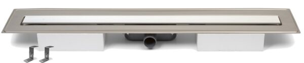 Stainless steel linear floor drain, 700mm, side outlet D40