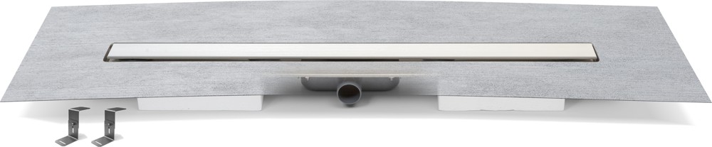 Stainless steel linear floor drain, 900mm, side outlet D40, waterproof membrane