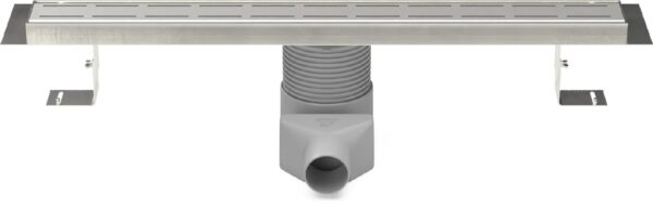 Stainless steel linear floor drain, side outlet D50, plastic siphone, 950mm, Line grid matt