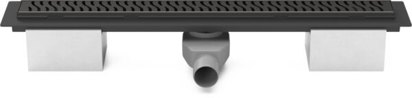 Linear floor drain black 1050mm with side outlet D50 and swivel siphon 360°, Harmony grid black