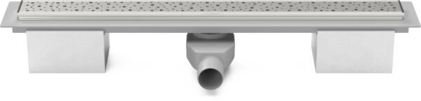 Linear floor drain 1050mm with SS frame, side outlet D50 and swivel siphon 360°, Square glossy