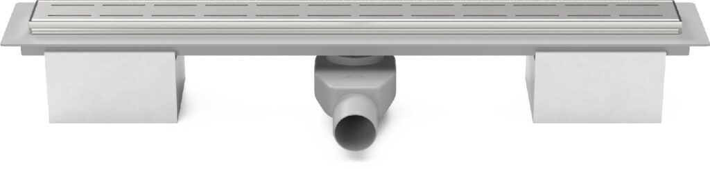 Linear floor drain 950mm with side outlet D50 and swivel siphon 360°, Line glossy