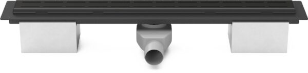 Linear floor drain black 950mm with side outlet D50 and swivel siphon 360°, Line grid black