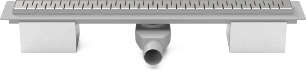 Linear floor drain 950mm with side outlet D50 and swivel siphon 360°, Medium matt