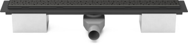 Linear floor drain black 950mm with side outlet D50 and swivel siphon 360°, Square grid black