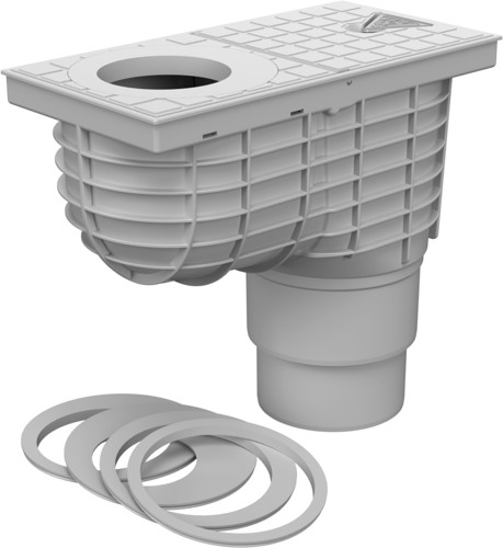 Bottom street drain, outlet D110/D125, grey