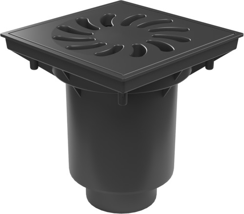 Bottom street drain, outlet D160/D110-250 dry flap, plastic grid SUN