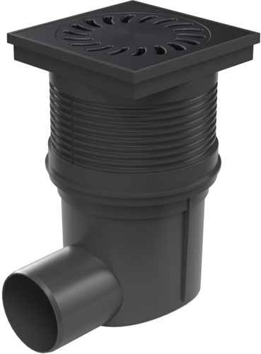 Side street drain, outlet D75, water flap, cast iron grid