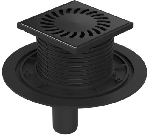 Floor drain with bottom outlet black D40, stainless steel grid SUN black