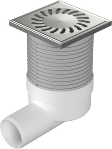 Floor drain with side outlet D50, stainless steel grid SUN