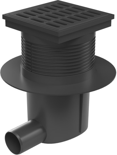 Side street drain, outlet D50, dry flap, collar, plastic grid