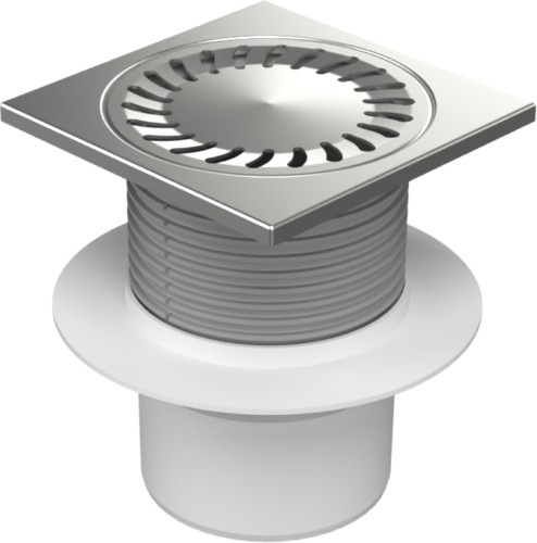 Floor drain with bottom outlet D110, collar, stainless steel frame, grid SUN