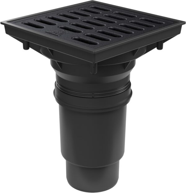 Bottom street drain, outlet D110-250 NEPTUNE, cast iron grid SPACE
