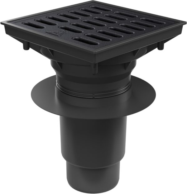 Bottom street drain, outlet D110-250 NEPTUNE, collar, cast iron grid SPACE