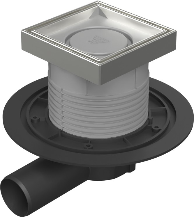 Floor drain with side outlet D50, stainless steel frame, grid CERAMICS