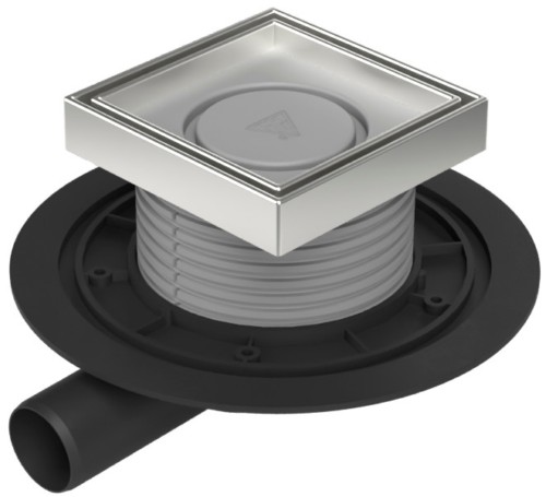 Floor drain with side outlet D40, stainless steel frame, grid CERAMICS