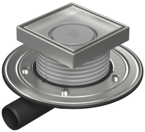 Floor drain with side outlet D40, stainless steel flange, frame, grid CERAMICS