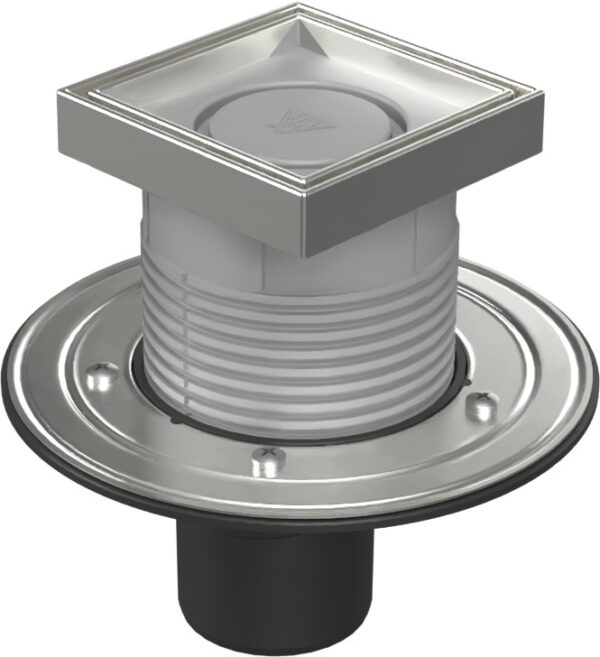 Floor drain with bottom outlet D75, stainless steel flange, frame, grid CERAMICS