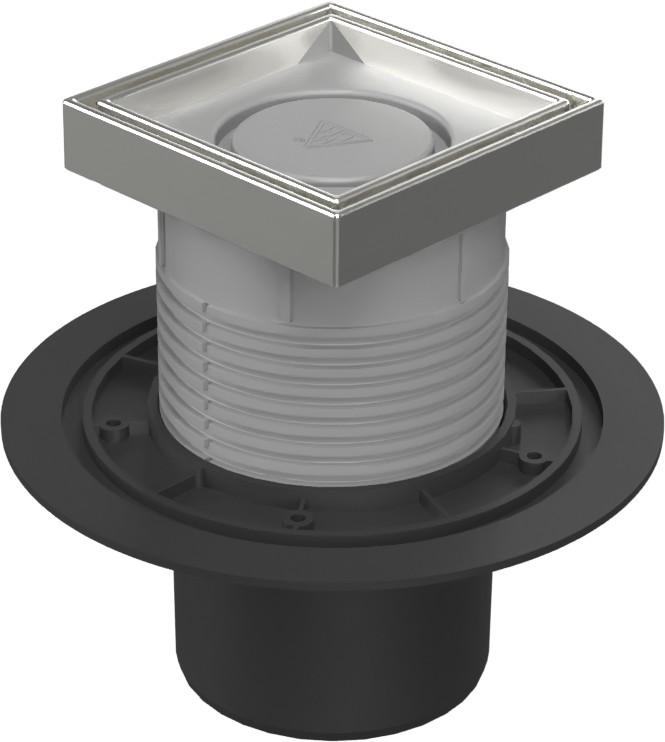 Floor drain with bottom outlet D110, stainless steel frame, grid CERAMICS