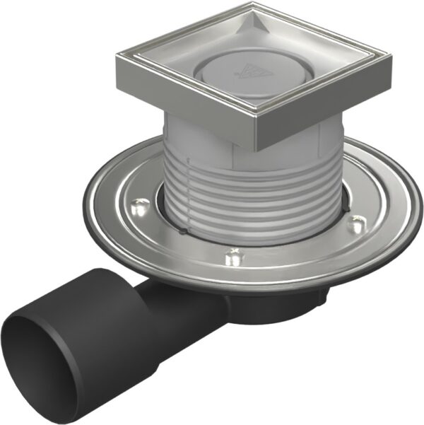 Floor drain with side outlet D50/75, stainless steel flange, frame, grid CERAMICS