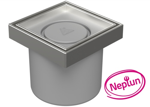 Floor drain with direct outlet D110, NEPTUN, stainless steel frame, grid CERAMICS