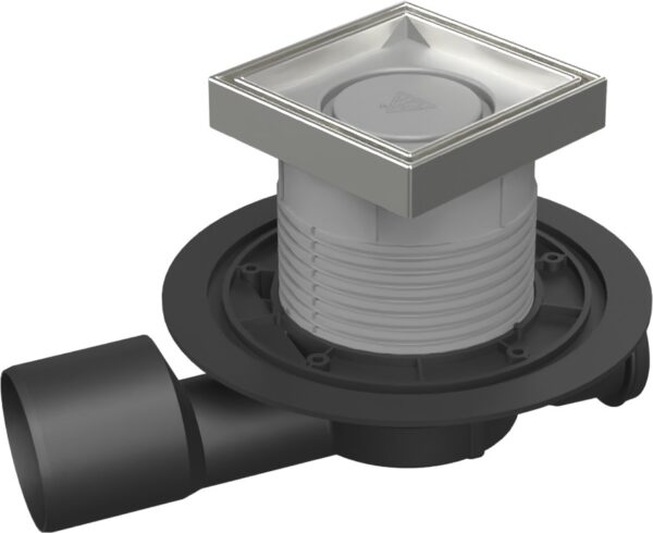Multi-inlet floor drain, side outlet D50/75, NEPTUNE, stainless steel frame, grid CERAMICS