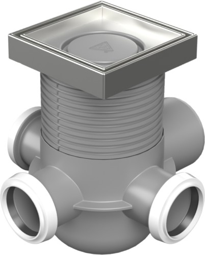 Multi-inlet floor drains with side outlet D75, stainless steel frame, grid CERAMICS