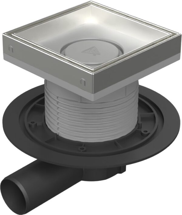 Floor drain with side outlet D50, stainless steel frame, grid CERAMICS