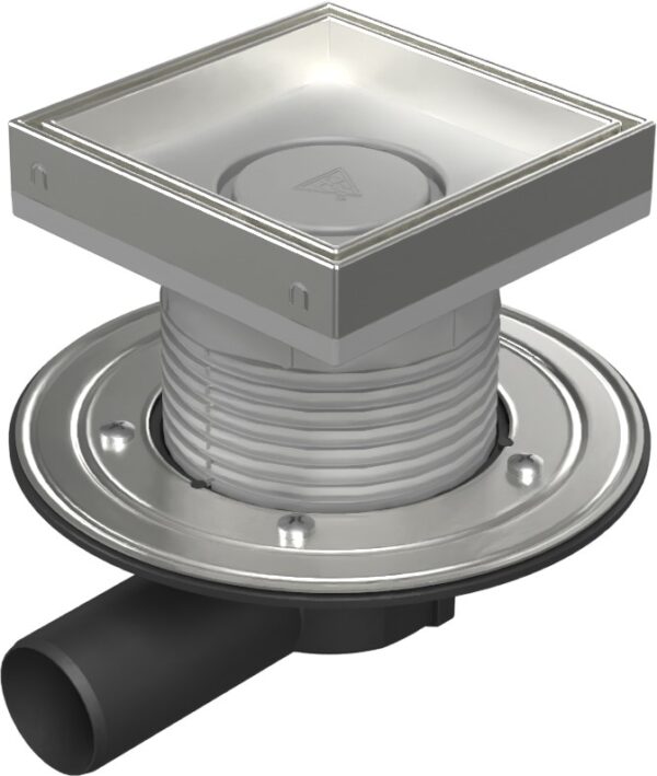 Floor drain with side outlet D50, stainless steel flange, frame, grid CERAMICS